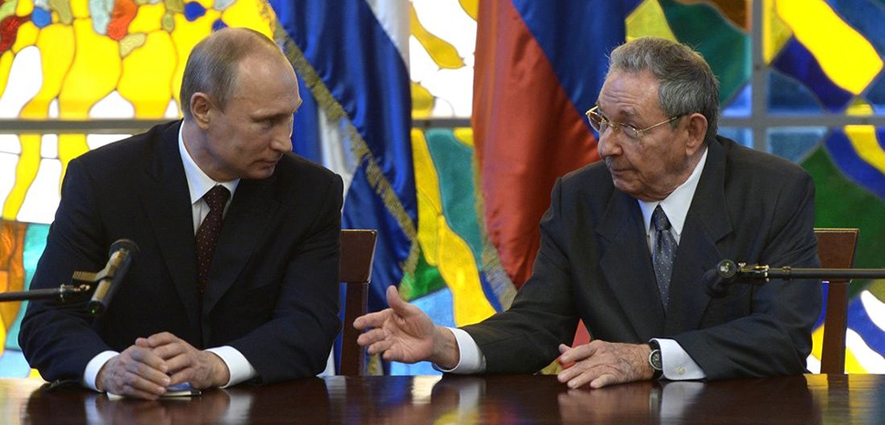 Statement for the press after the Russian-Cuban talks. With President of the Council of State and President of the Council of Ministers of Cuba Raul Castro. - cc kremlin.ru, modified, http://www.en.kremlin.ru/catalog/persons/259/events/46201