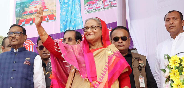 Sheikh Hasina was forced to flee amid ongoing unrest in Bangladesh; cc DelwarHossain, modified, https://commons.wikimedia.org/wiki/File:Sheikh_Hasina_2023.jpg