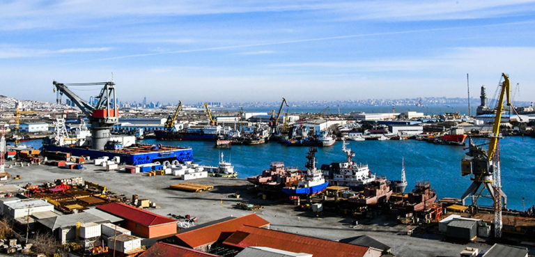 Baku port, cc Asif Masimov , modified, https://commons.wikimedia.org/wiki/File:Port_of_Baku_in_2022.jpg