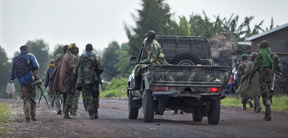 M23 fighters loyal to Bosco Ntaganda move along the road towards Goma as Peacekeepers observed gathering of armed people North of the city, the 1st of March 2013. cc MONUSCO Photos /Sylvain Liechti / modified, https://www.flickr.com/photos/monusco/8531078326