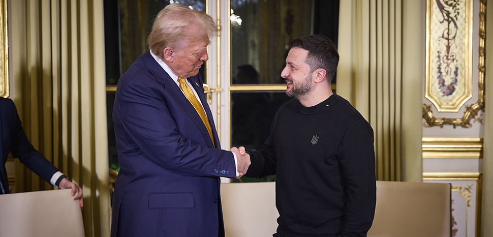 cc President Of Ukraine, modified, In Paris, President of Ukraine Volodymyr Zelenskyy participated in a trilateral meeting with French President Emmanuel Macron and U.S. President-elect Donald Trump. Volodymyr Zelenskyy thanked Donald Trump for his unwavering resolve and expressed particular gratitude to Emmanuel Macron for organizing the meeting. The discussion focused on our people and ways to support them, the overall situation, and the establishment of a just peace. “We all want peace. But it is crucial for us, and this is our position, that the peace is just for all of us, and that Russia, Putin, or any other aggressor has no possibility of ever returning. And this is the most important thing — just peace and security guarantees, strong security guarantees for Ukraine,” the President concluded. The leaders committed to continued cooperation and communication. / https://flickr.com/photos/president_of_ukraine/54193186749/in/photolist-2qNjUSz-XZdjaq-2qpe7sJ-2qyQT6Q-2hkWkKy-2hkWkLf-2hkX4De-2hkWkSs-SVrWue-Rc7vXZ-2n26QgL-2qNjUNG-2qNkXX1-2qySfmM-2qNefNm-2qNXmfu-2qNk1oi-2qNkYbn-2n7LfPB-2jyzapP-2n3svPe-2qNkXX6-2nkMdYt-2qNefQA-2qNiPHk-2qNk1ev-2qNiPWM-2qt2Q98-2qNk1mj-2qNkY5F-2qNk1e5-2qNefZt-2qNkYav-2pWcrh3-2qNefUP-2qNjUVk-2qNefYw-2qNiPSJ-2qNiPPc-2qNefMu-2qNk1iy-2qNefYr-2qNxyse-2qNkY3m-2qrEMrL-2qrAi9c-2qNiPTR-2qNk1pa-2qNiPV4-2qNMmnC