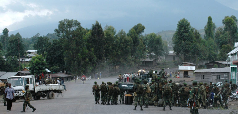 The Congolese National Armed Forces (FARDC) reinforce their positions around Goma following a second day (21 May 2013) of fighting against M23 elements in the town of Mutaho, about 10 km from Goma. ; cc MONUSCO Photos, modified, https://flickr.com/photos/monusco/8776443743/in/photolist-eo8byY-eo82SQ-eo8jNC-eo7Wjd-eo7K5h-enx8f4-enxcVz-enxgQt-enxyXz-i27gJr-h8MkU4-hbCGaf-h9efFY-cMYaeQ-zZTHp9-TB8FL3-23QtnCs